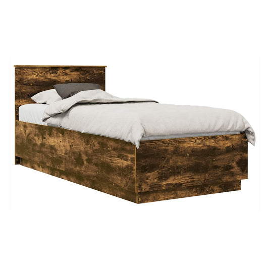 Bed Frame Engineered Wood Length 200 cm Smoked Oak 100 cm