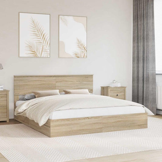 Storage Bed with Drawer Engineered Wood Length 200 cm Sonoma Oak 180 cm