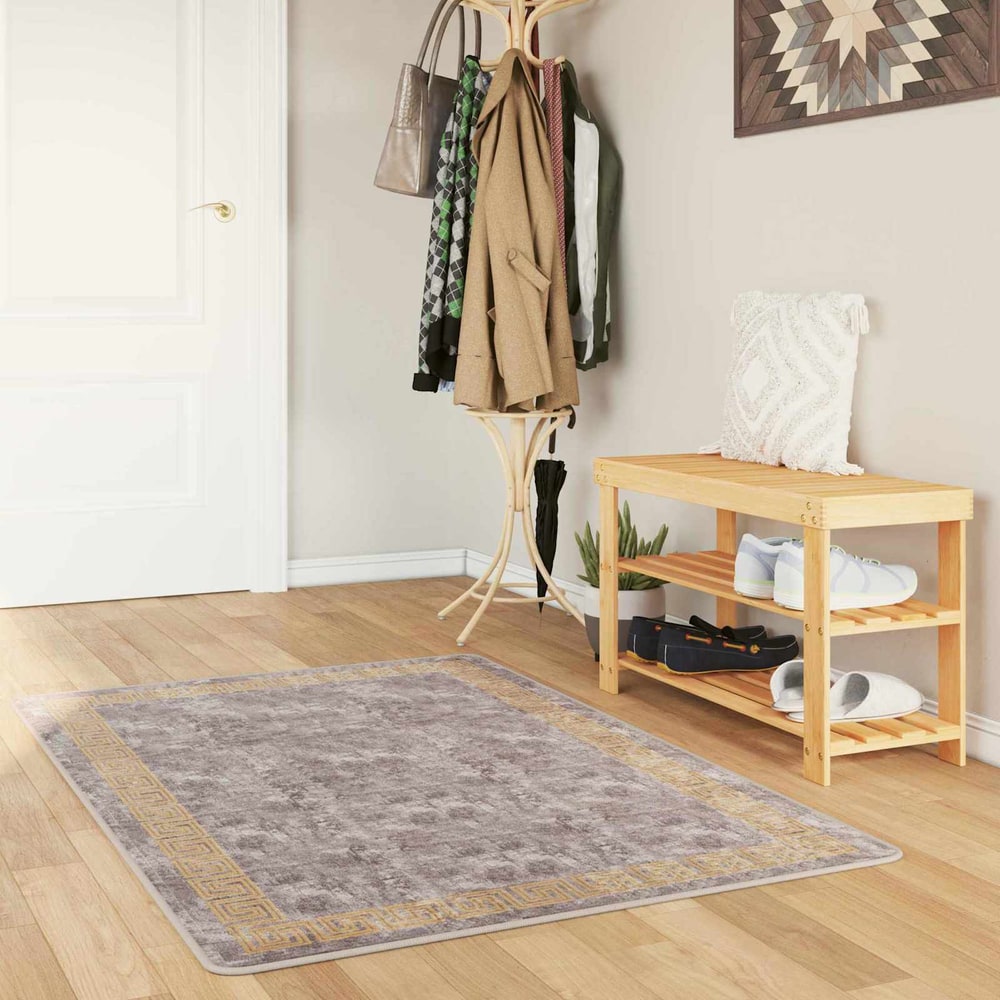 vidaXL Rug Runner MARSA Polyester and PVC Grey and Gold 50 x 100 cm – 100 x 250 cm