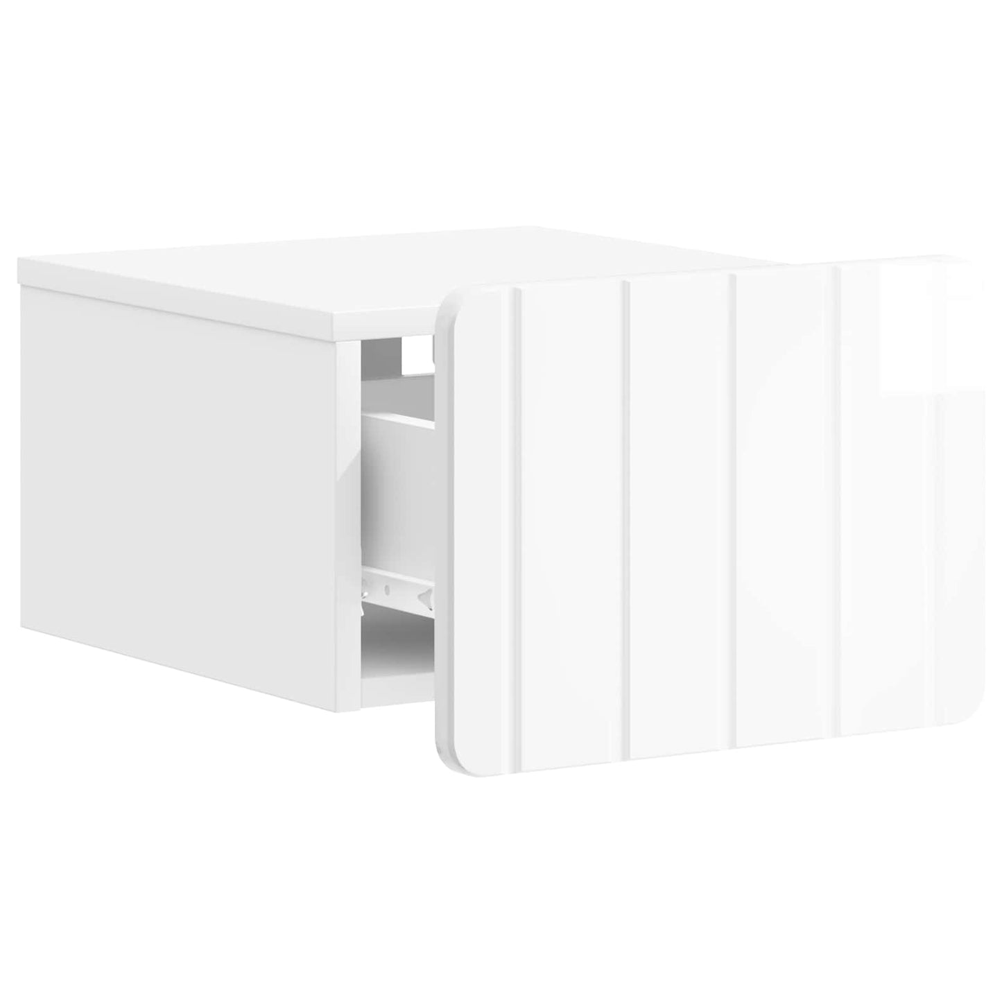 vidaXL Wall-Mounted Bedside Cabinet 2 pcs High Gloss White 6