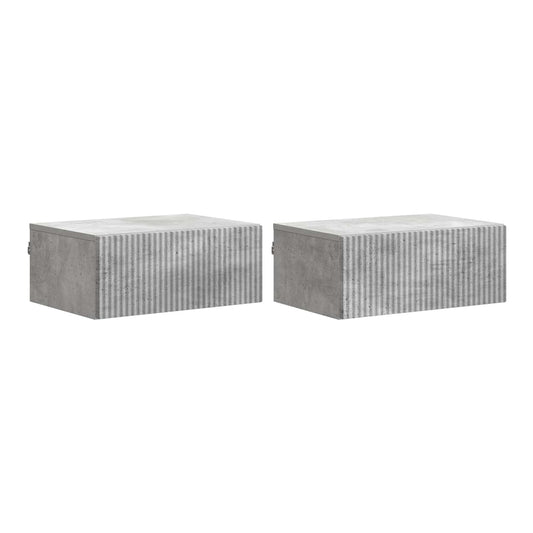Wall-Mounted Bedside Cabinet 49 x 34.5 x 20 cm Concrete grey