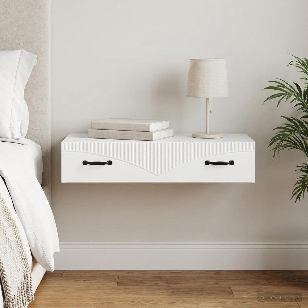 Wall-Mounted Side Table 59 x 34.5 x 17 cm Engineered Wood White