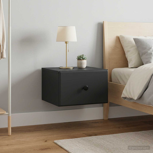 Wall-Mounted Bedside Cabinet 34.5 x 33 x 20 cm Black