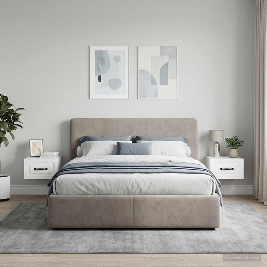 Wall-Mounted Bedside Cabinet 34.5 x 33 x 20 cm High gloss white