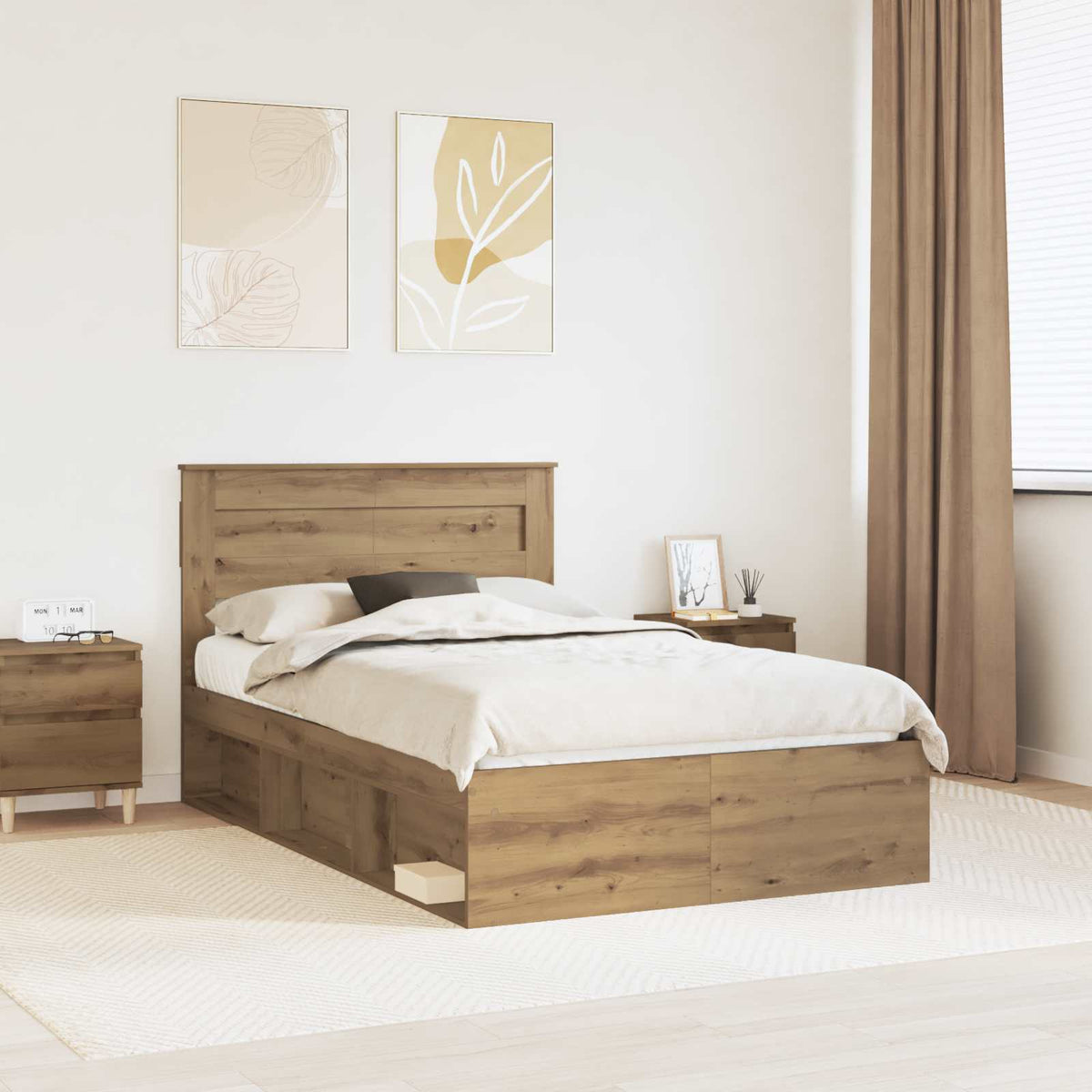 Bed Frame Artisan-Eiche Engineered Wood Length 200 cm Artisan Oak 120 cm