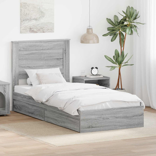 Storage Bed Drawer Engineered Wood Length Grey sonoma