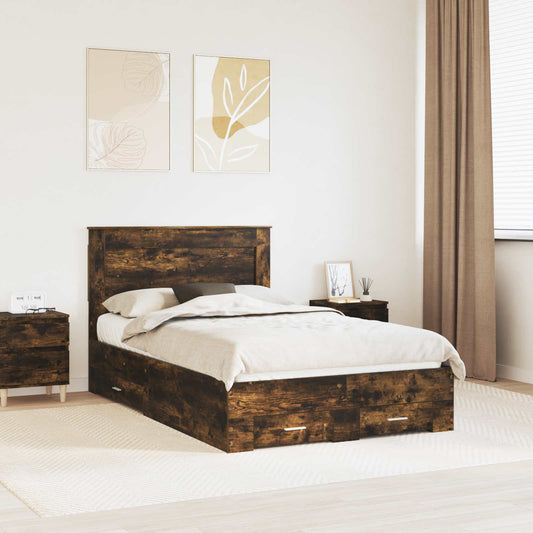 Bed Frame Drawer Engineered Wood Smoked Oak