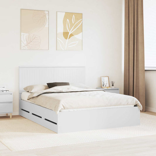 Bed Frame with Drawer Engineer Wood Length 200 cm White 150 cm