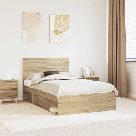 Bed Frame Solid Pine Wood Length 200 cm Sonoma Oak 120 cm