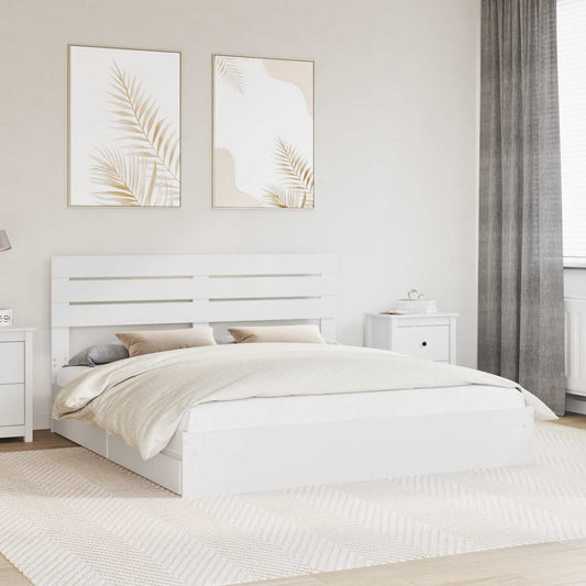Storage Bed with Drawer Engineered Wood Length 200 cm White 180 cm