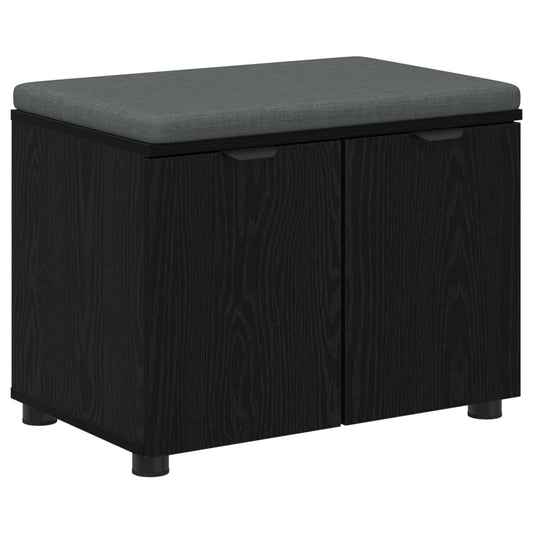 Hall Bench with Cushion with Shelf 60 x 38 x 46 cm Width 60 cm Black oak