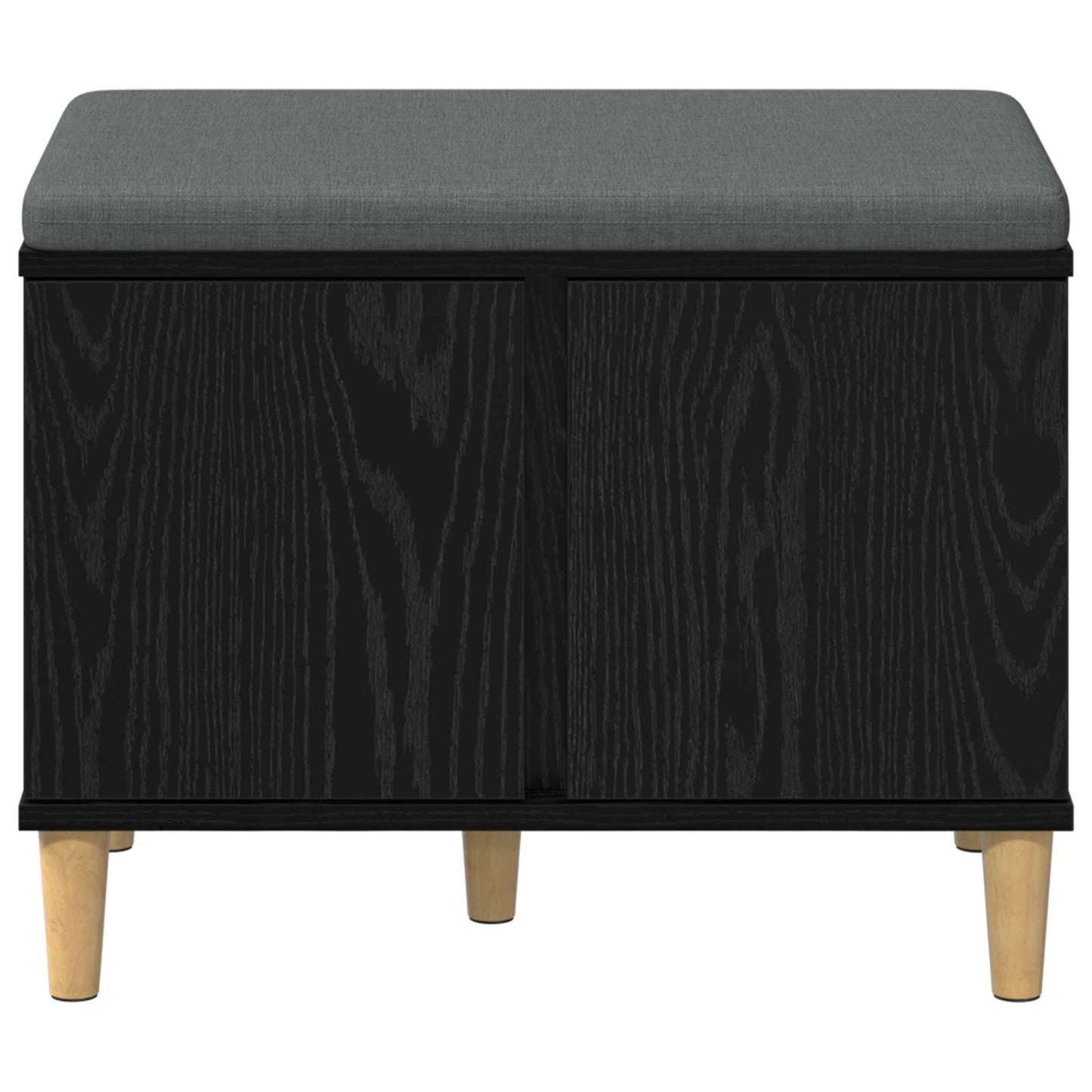 vidaXL Hall Bench Black Oak 60 x 38 x 46 cm Engineered Wood and Fabric 6