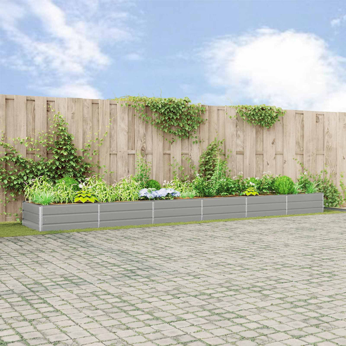 vidaXL Planter Galvanised Steel Height 45 cm