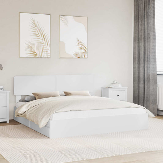 Storage Bed with Drawer Engineered Wood Length 200 cm White 180 cm