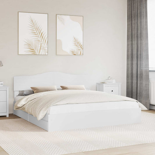Storage Bed with Drawer Engineered Wood Length 200 cm White 180 cm