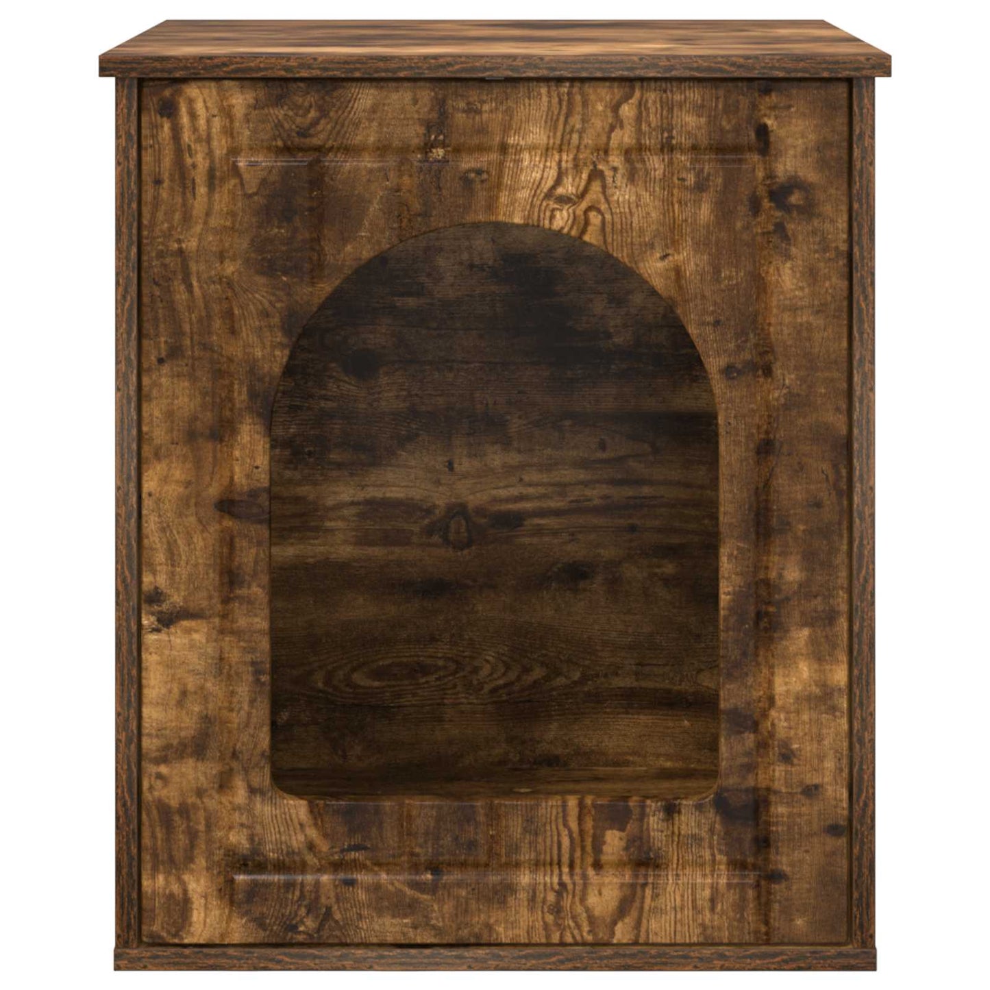 vidaXL Cat House Smoked Oak 53 x 52 x 62 cm Engineered Wood 6