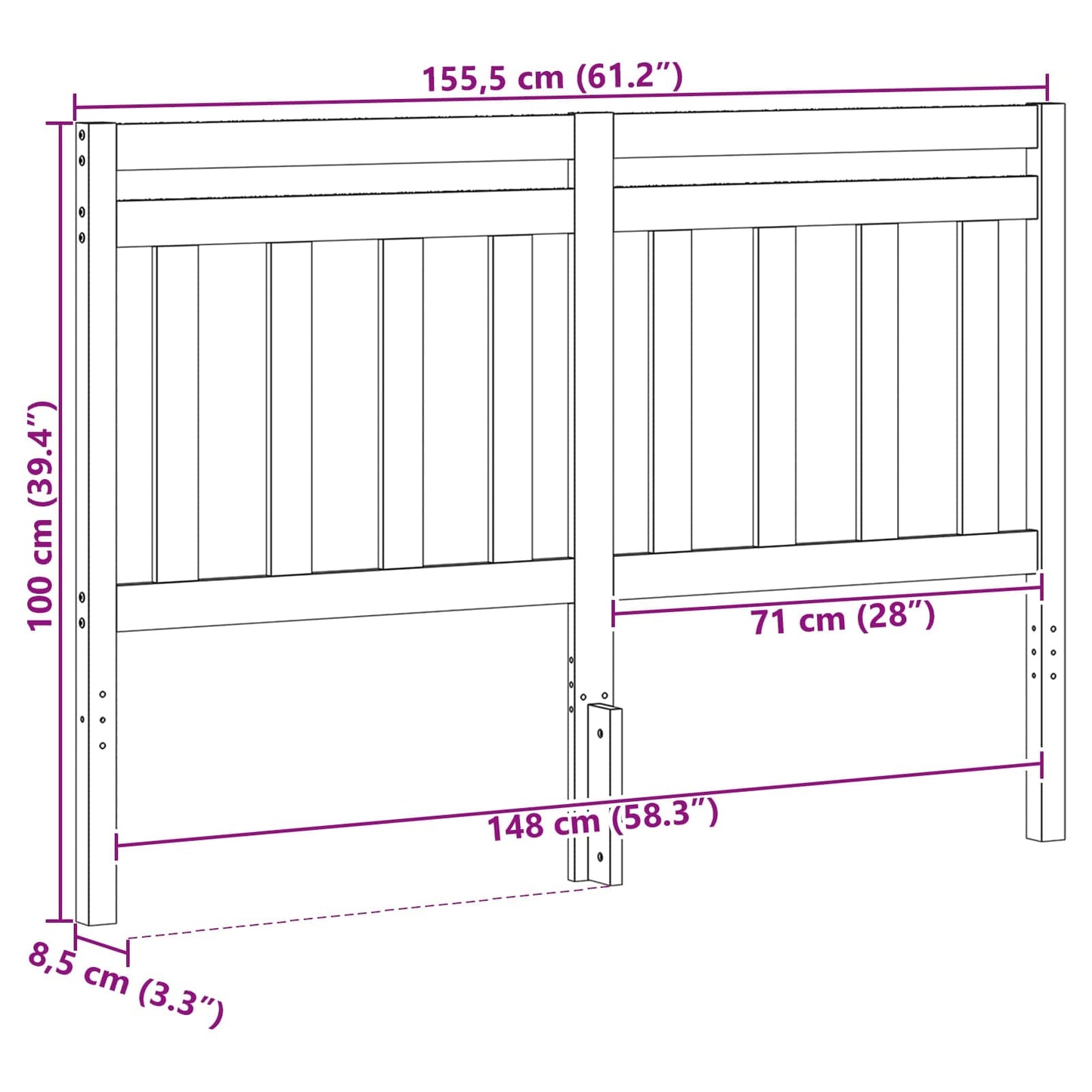 vidaXL Headboard with Headboard Wax Brown 155.5 x 100 cm 5