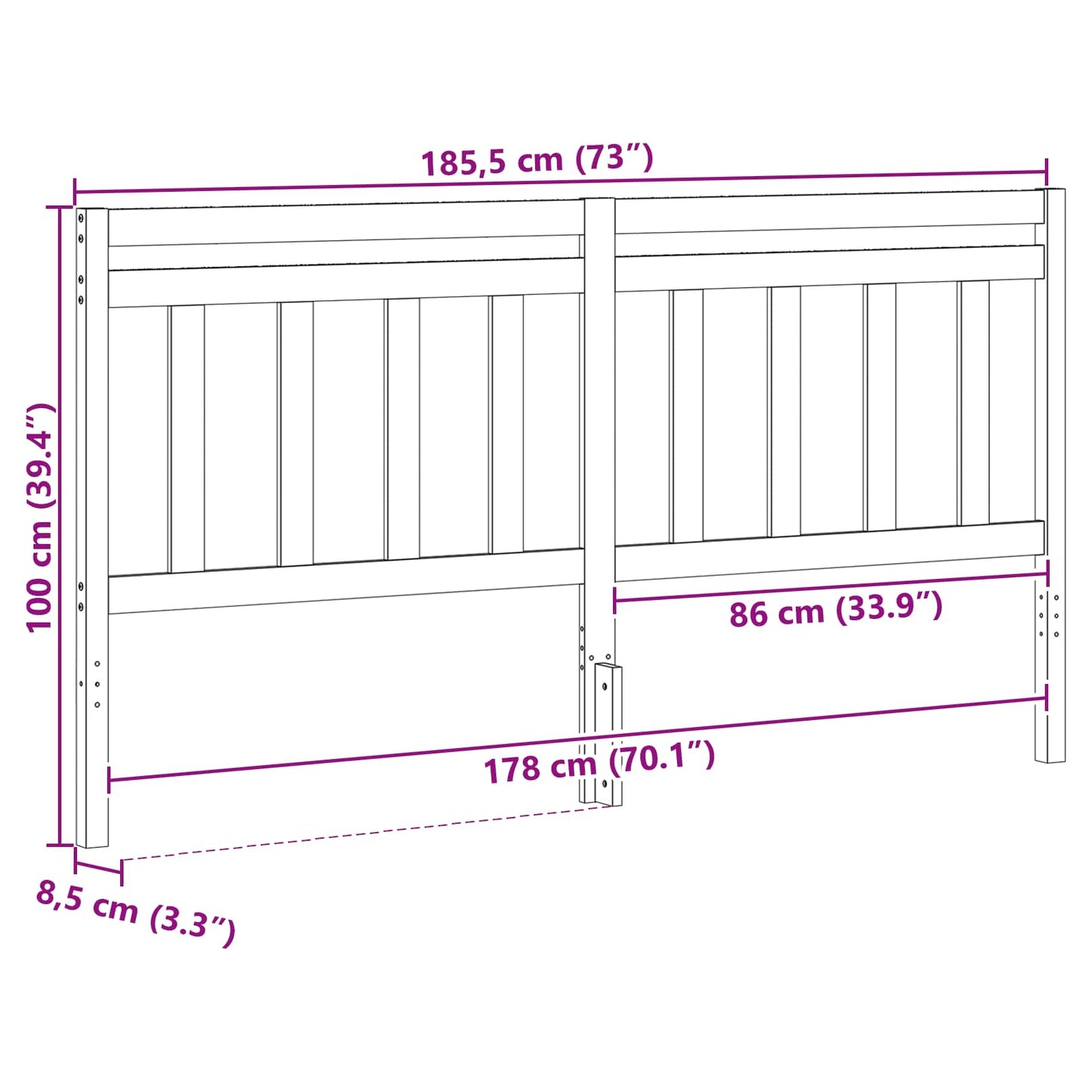 vidaXL Headboard with Headboard Wax Brown 185.5 x 100 cm 5