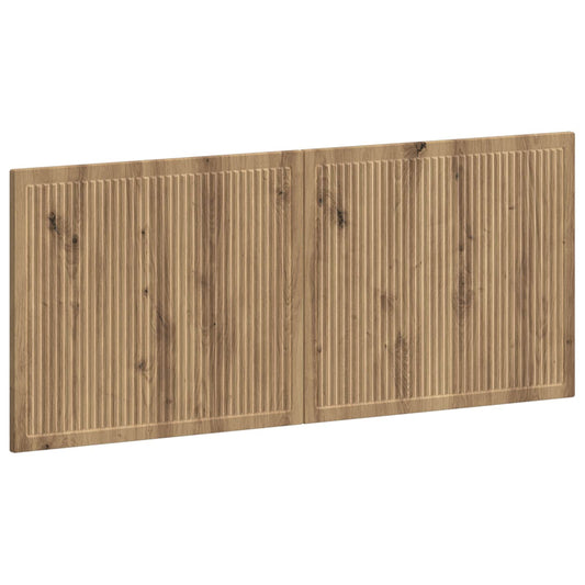 Wall-mounted headboard with a ribbed wood effect finish