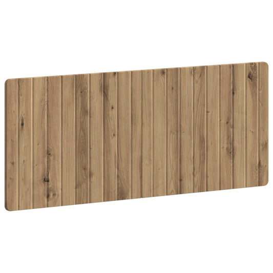 Wooden slatted headboard with an artisan oak finish, mounted on a wall above a bed