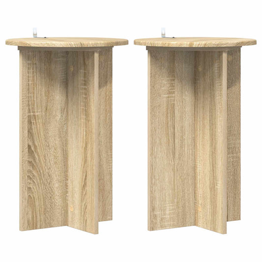 vidaXL Plant Stand 2 pcs Sonoma Oak Ø40 x 60 cm Engineered Wood 2