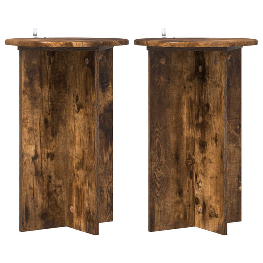 vidaXL Plant Stand 2 pcs Smoked Oak Ø40 x 60 cm Engineered Wood 2