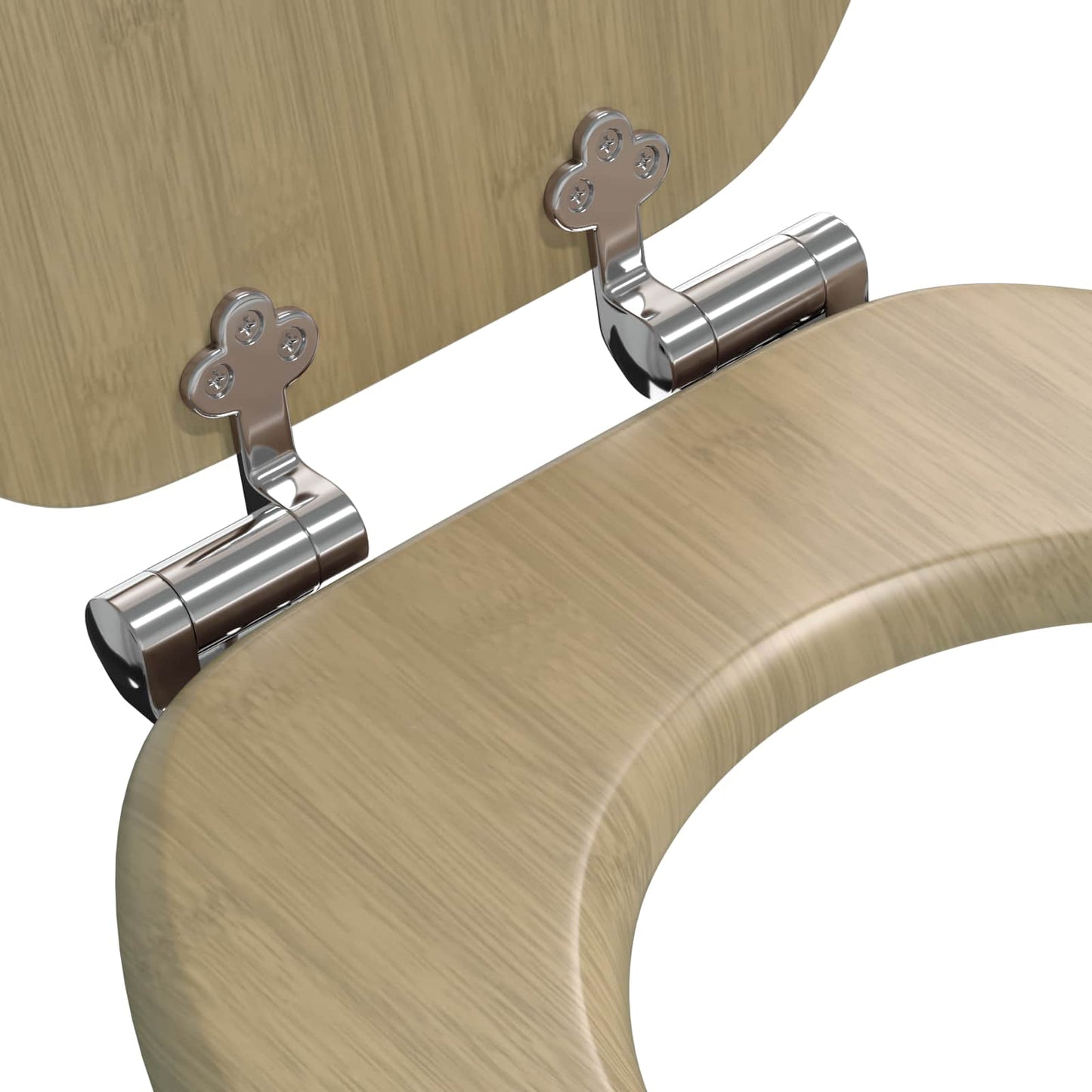 vidaXL Soft-Close Toilet Seat 2 pcs Light Bamboo Color 44 x 38 cm 6