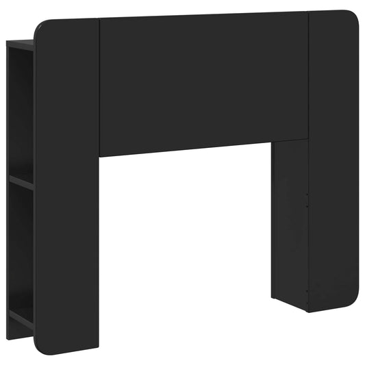 Headboard Cabinet with Storage Black Engineered Wood 2