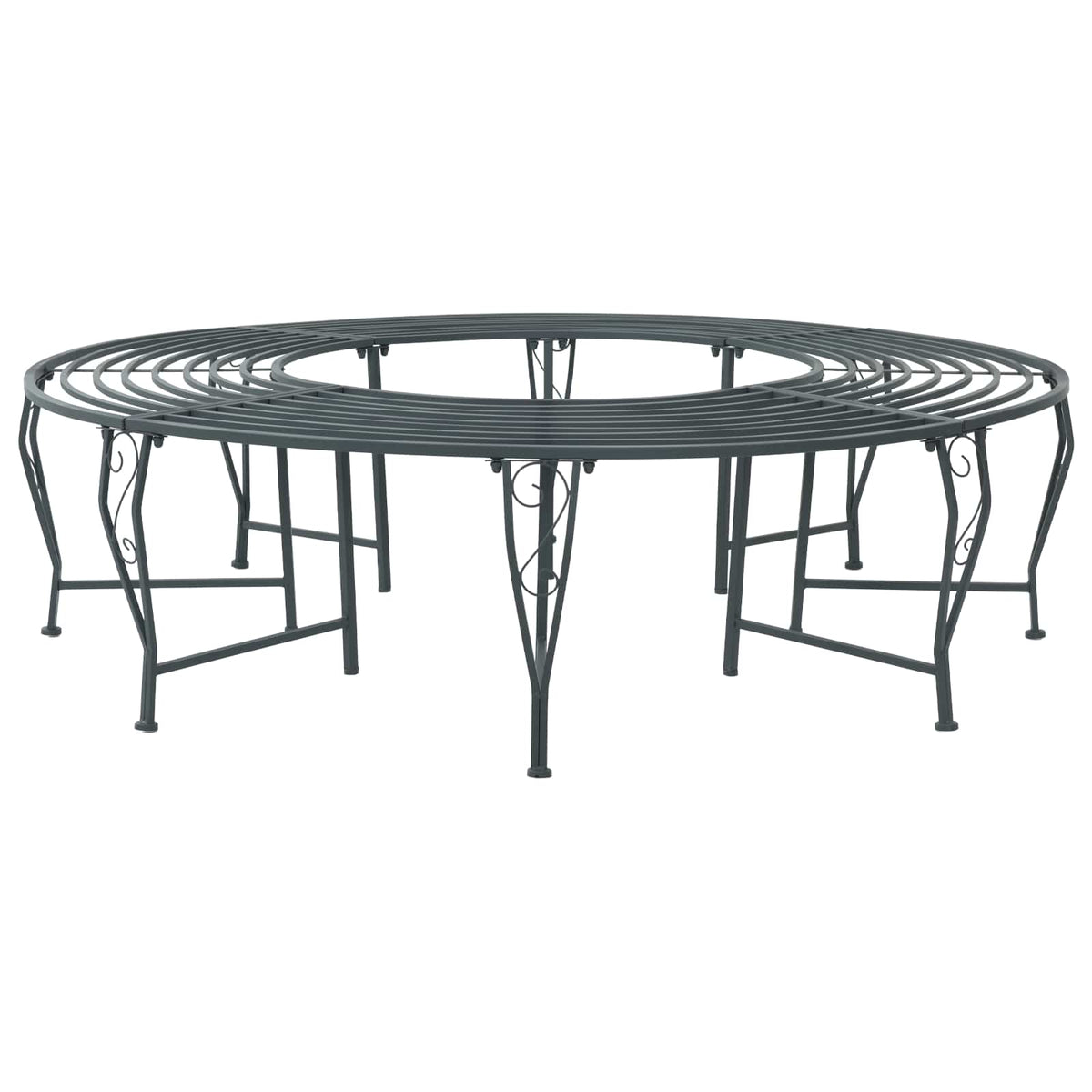 Tree Bench 8 -Seater Ø 160 x 89 cm steel Round Silver grey without backrest