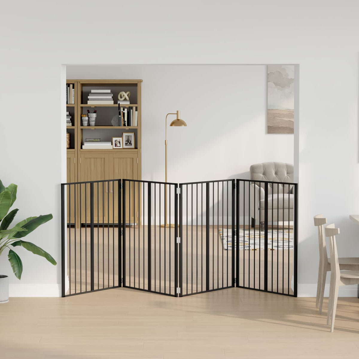 vidaXL Dog Gate Black Galvanised Steel Width 80 cm