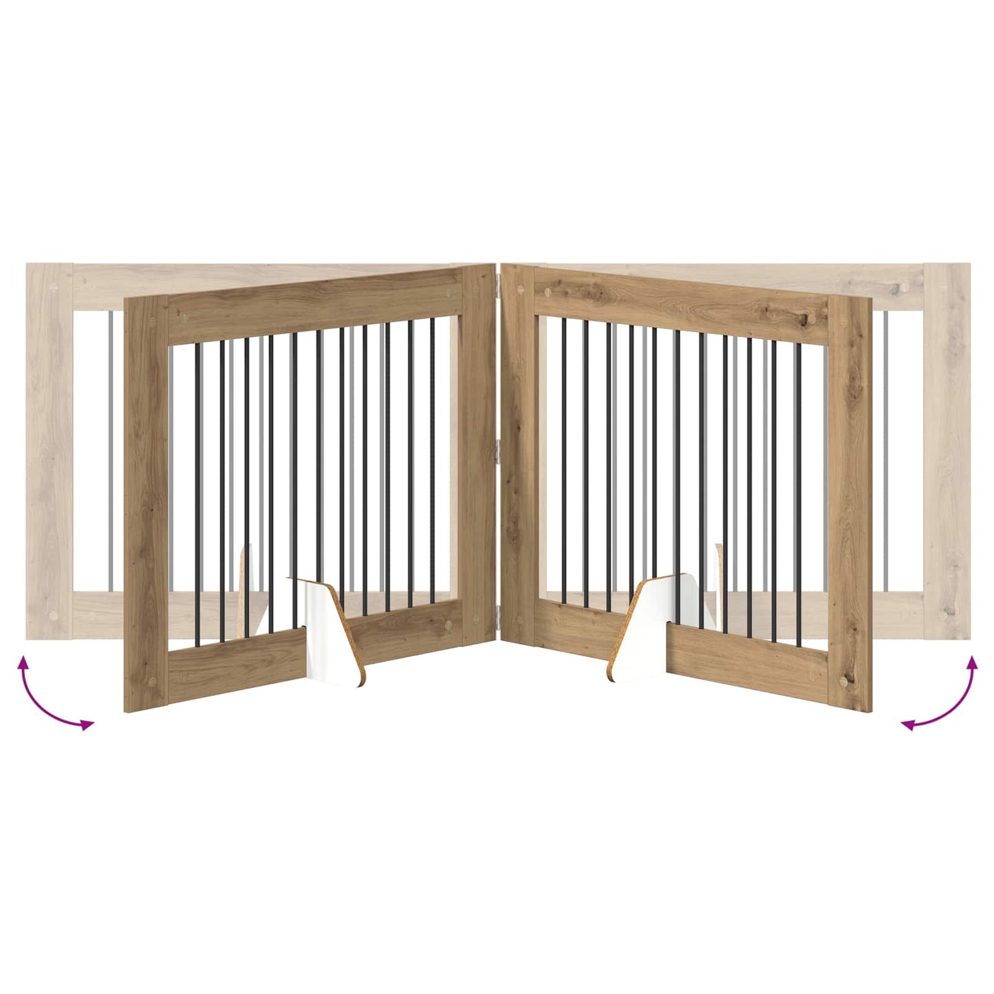 vidaXL Foldable Dog Gate with Stands 4 pcs Artisan Oak 401 cm 6
