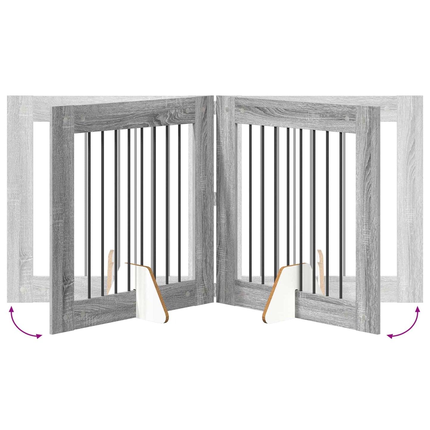 vidaXL Foldable Dog Gate with Stands 4 pcs Grey Sonoma 321 cm 6