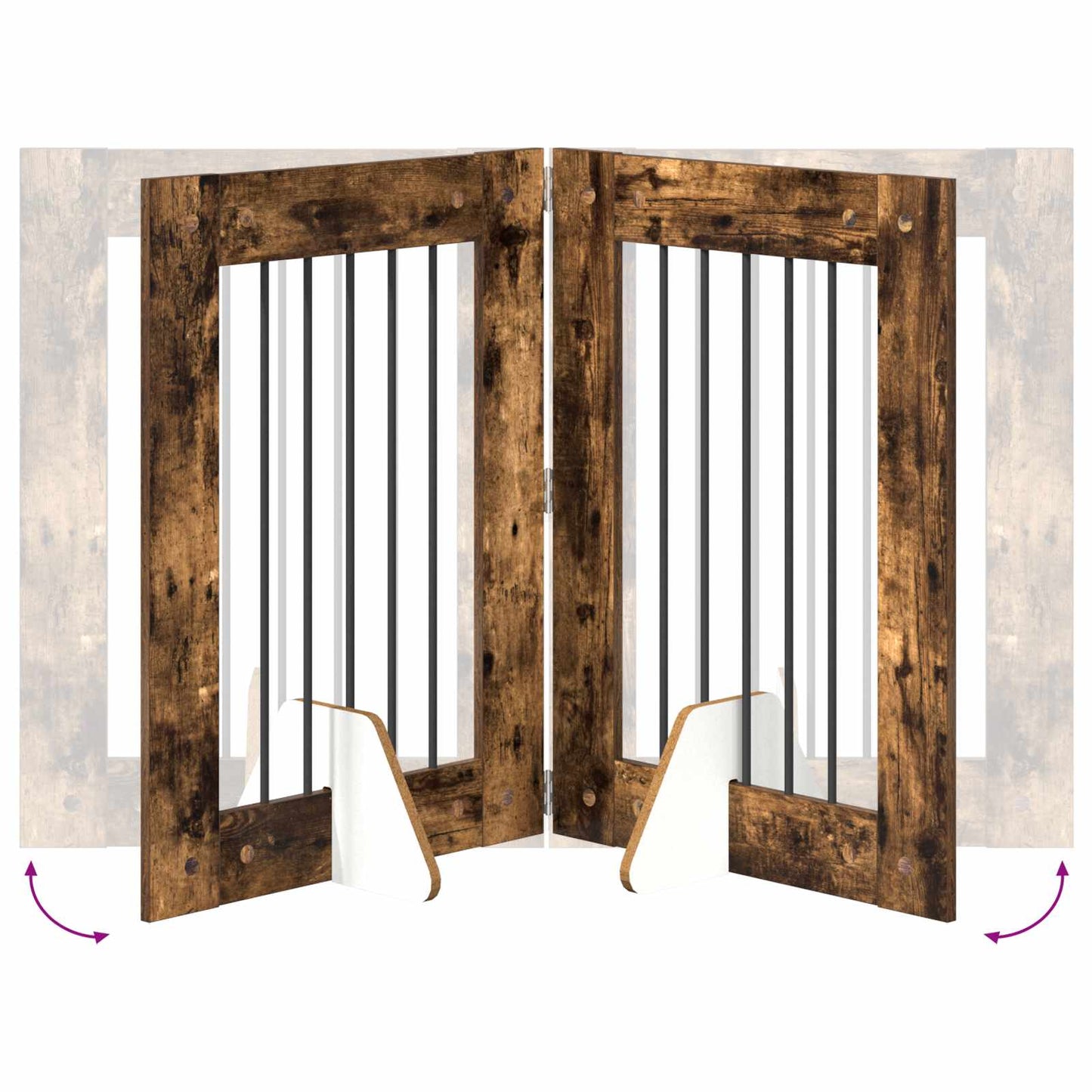 vidaXL Foldable Dog Gate with Stands 4 pcs Smoked Oak 241 cm 6