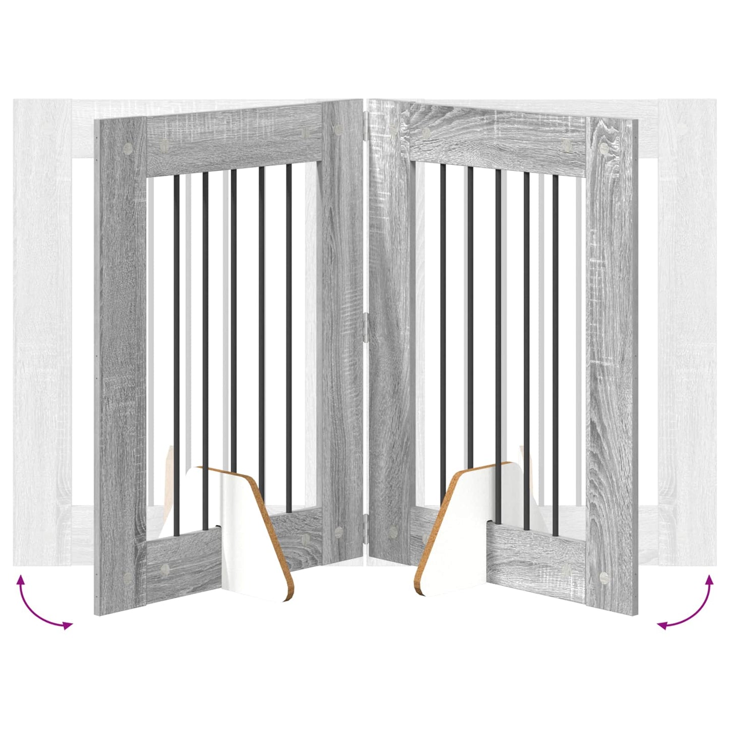 vidaXL Foldable Dog Gate with Stands 4 pcs Grey Sonoma 241 cm 6