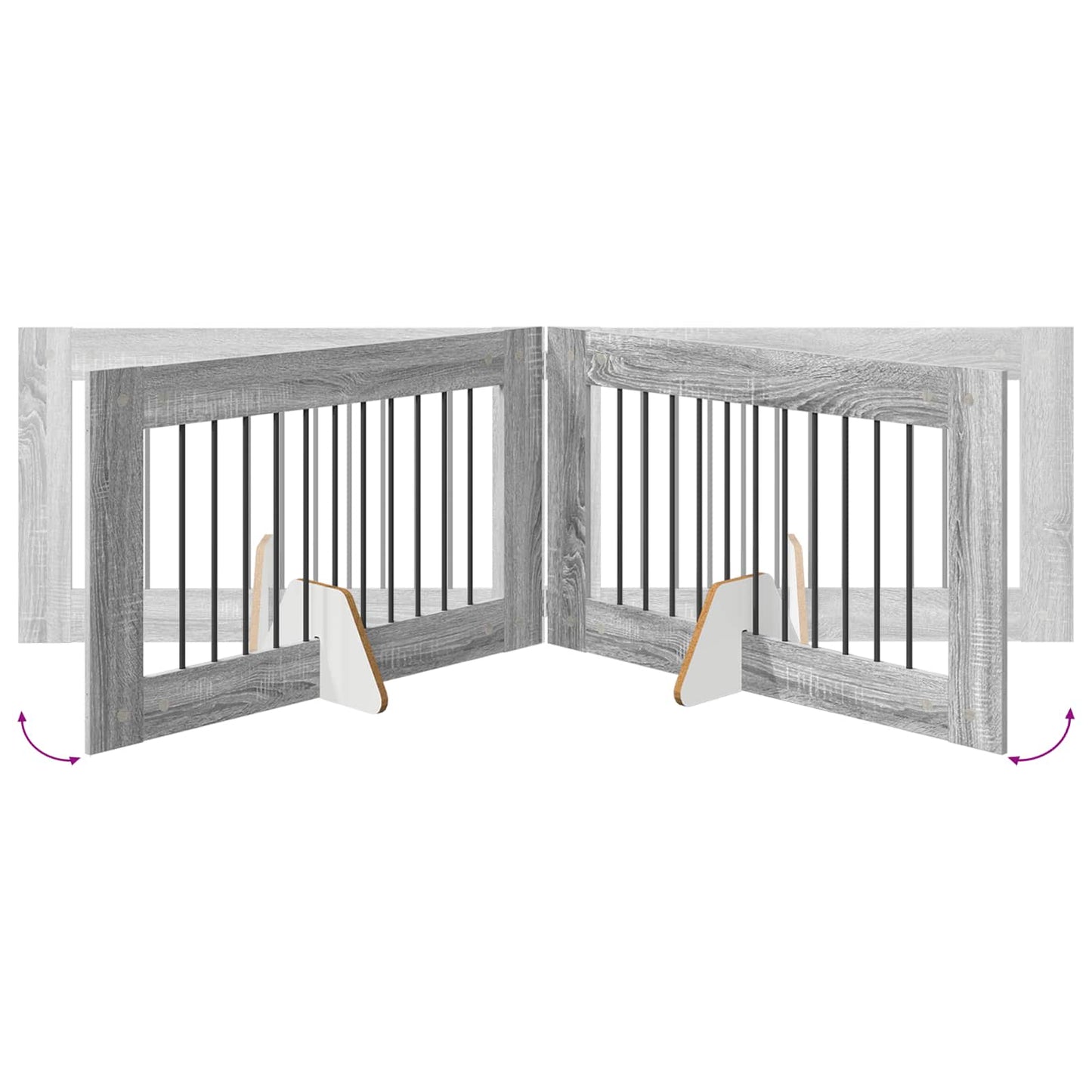 vidaXL Foldable Dog Gate with Stands 4 pcs Grey Sonoma 401 cm 6
