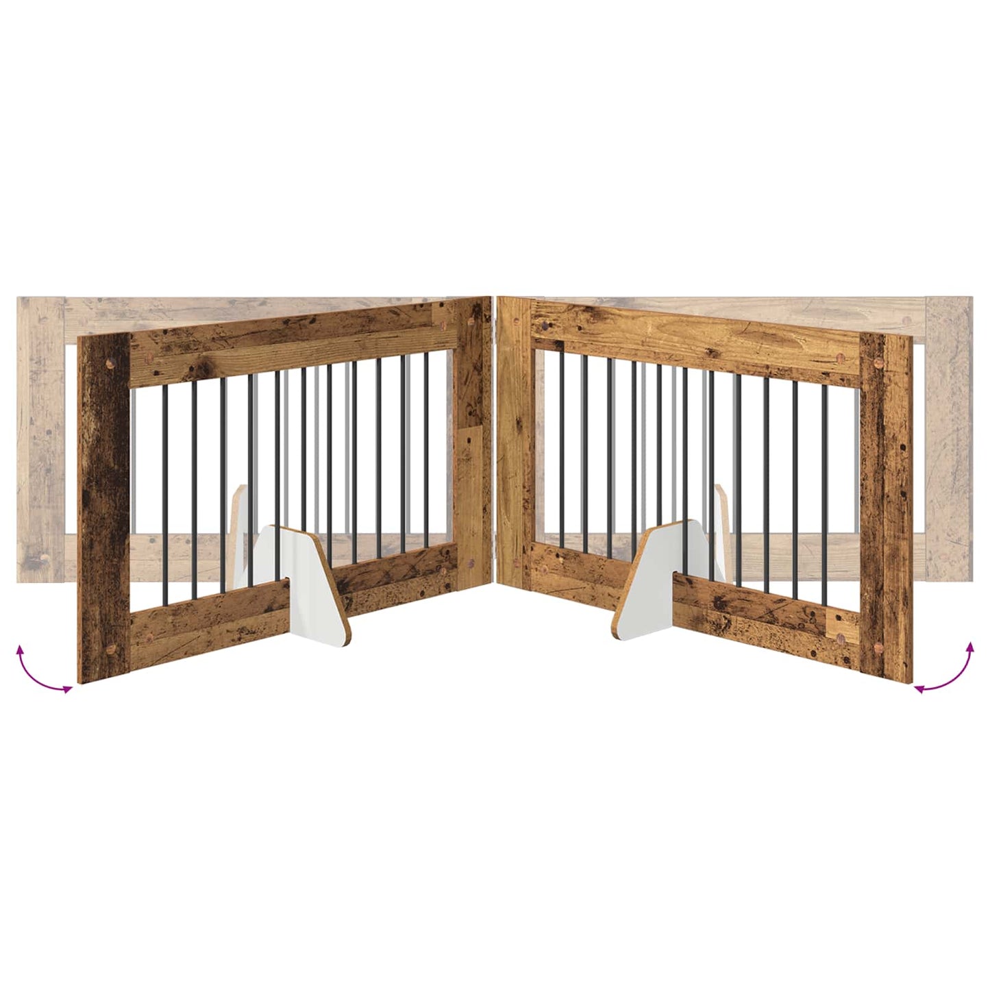 vidaXL Foldable Dog Gate with Stands 4 pcs Old Wood 401 cm 6