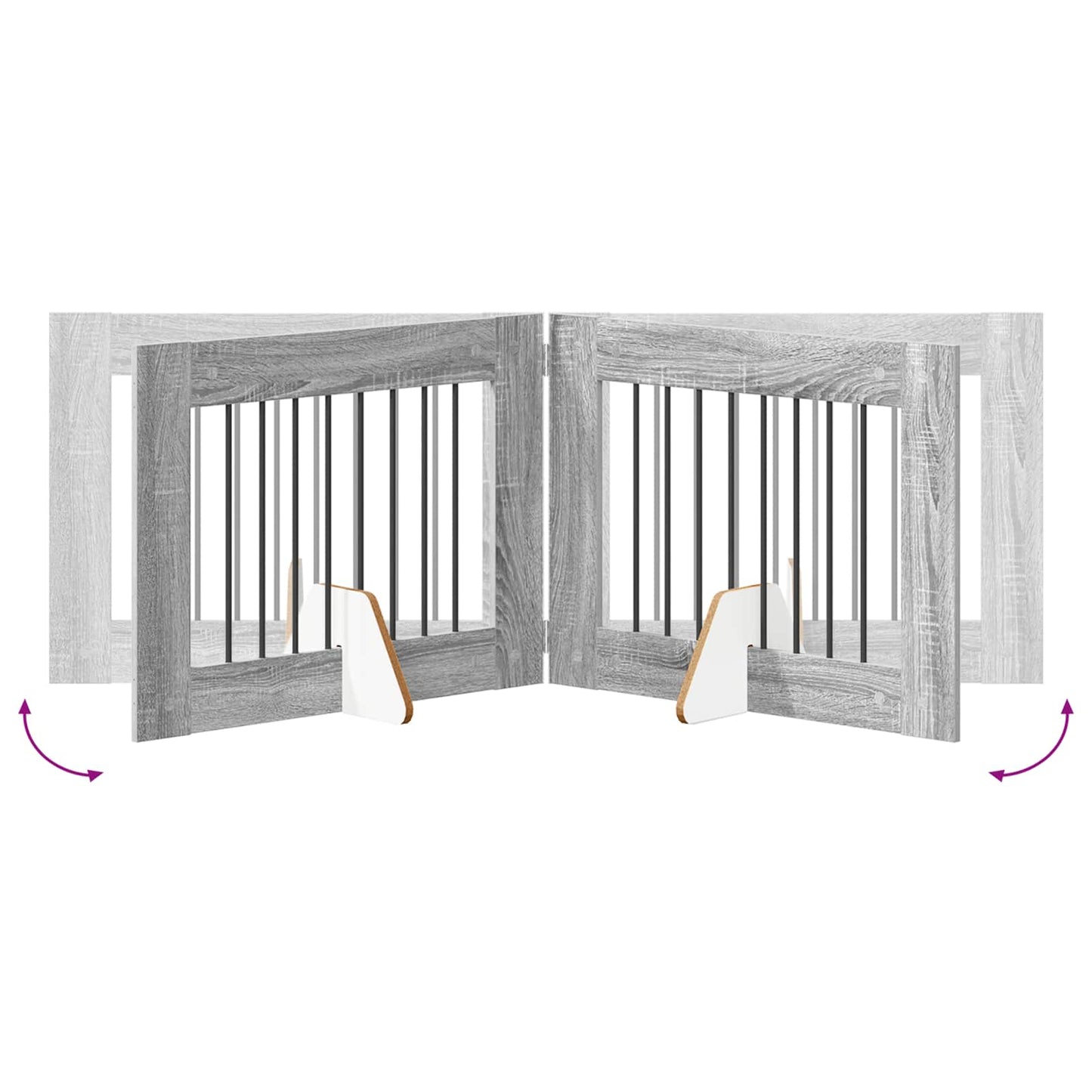 vidaXL Foldable Dog Gate with Stands 4 pcs Grey Sonoma 321 cm 6
