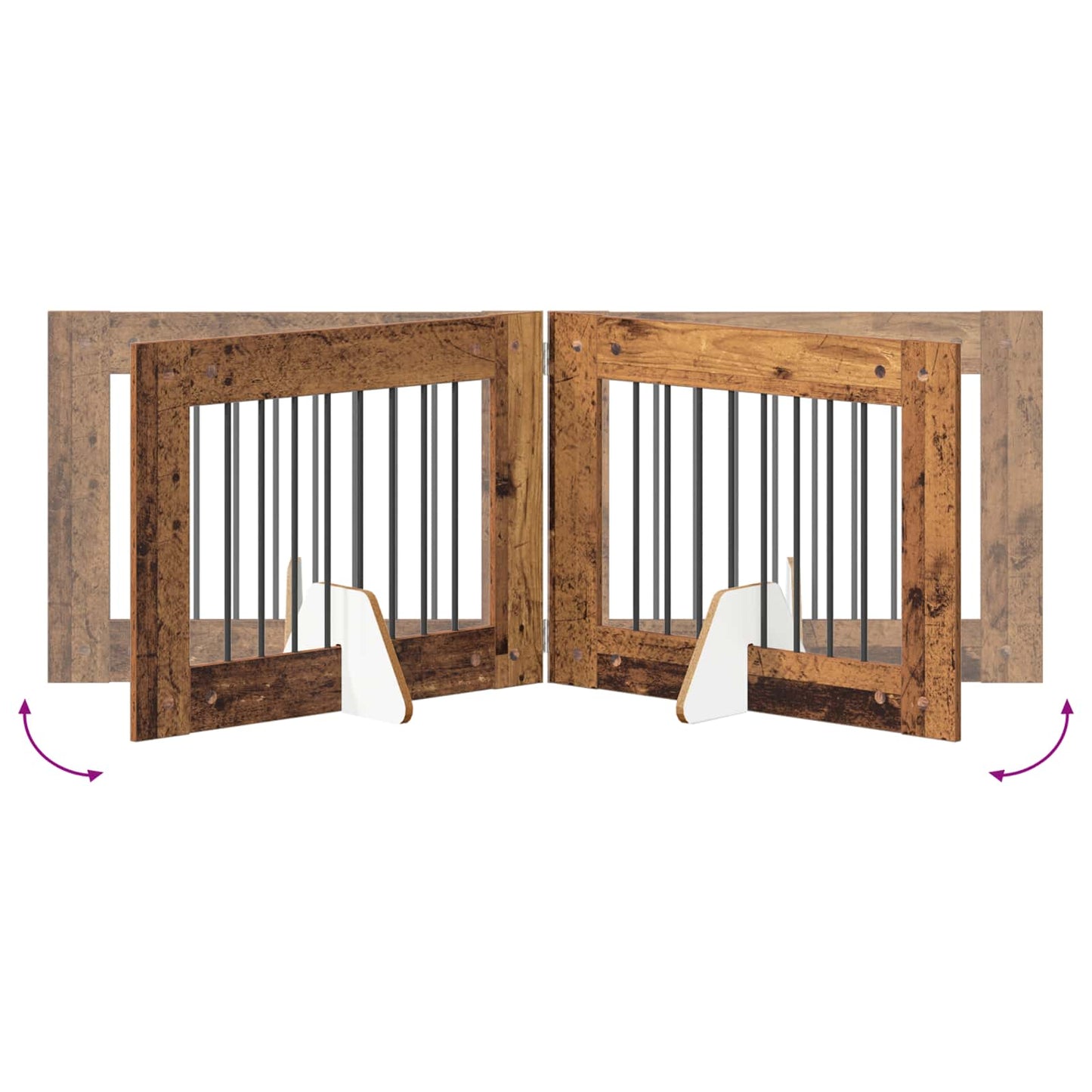 vidaXL Foldable Dog Gate with Stands 4 pcs Old Wood 321 cm 6