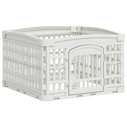 4 Panel Dog Playpen Plastic White Foldable without Base 60 cm 38 cm 60 cm
