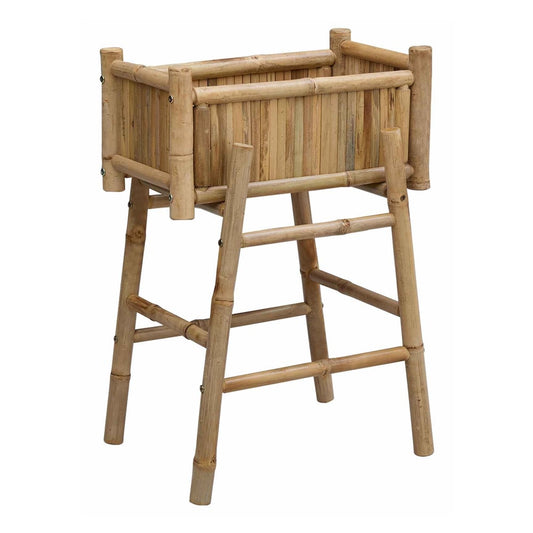 Garden Planter With Holder Natural 50 x 38 x 74 cm Bamboo 50 cm