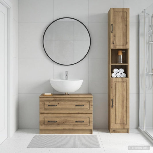 2 Piece Bathroom Cabinet Set ALKMAAR Artisan Oak O-shape