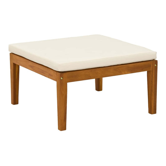 Garden Cushions Solid Acacia Wood Rope cream white Footrest