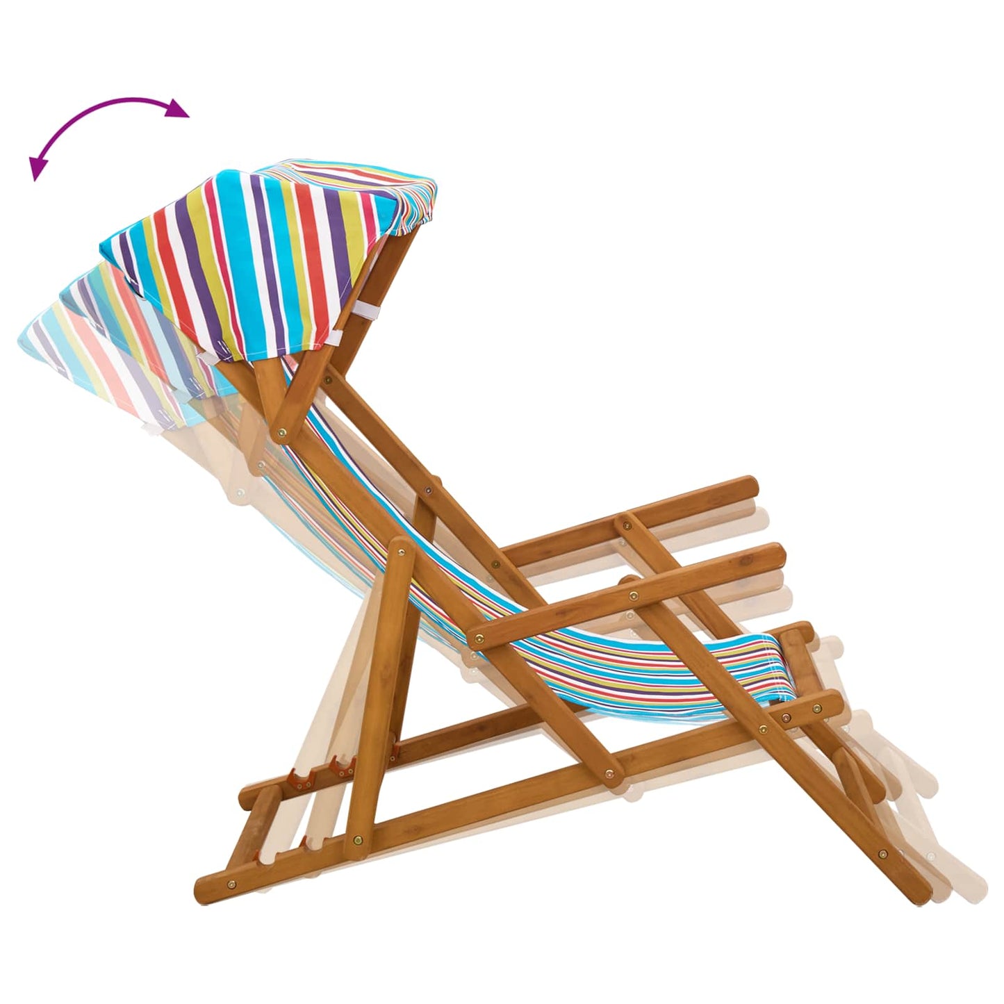 vidaXL Deck Chair 3 Position Solid Eucalyptus Wood Multicolour 6