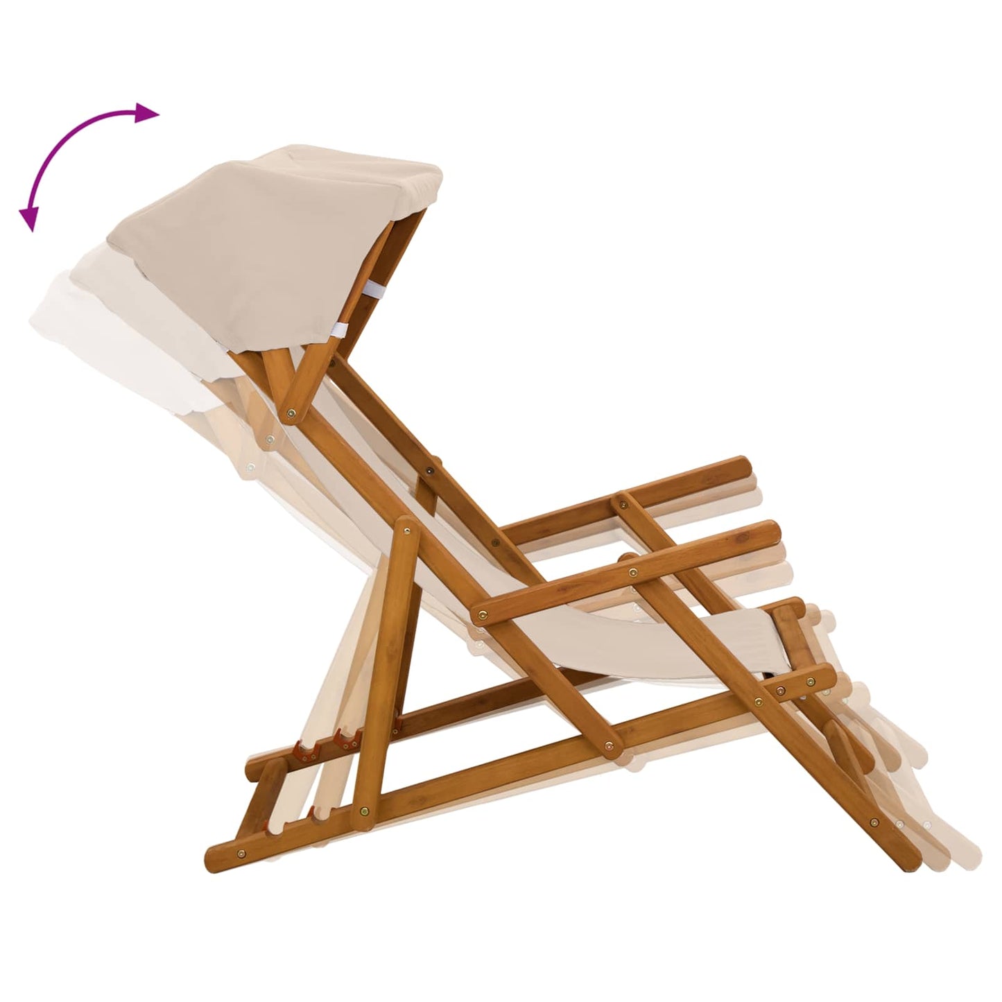 vidaXL Deck Chair 3 Position Solid Eucalyptus Wood Beige 6