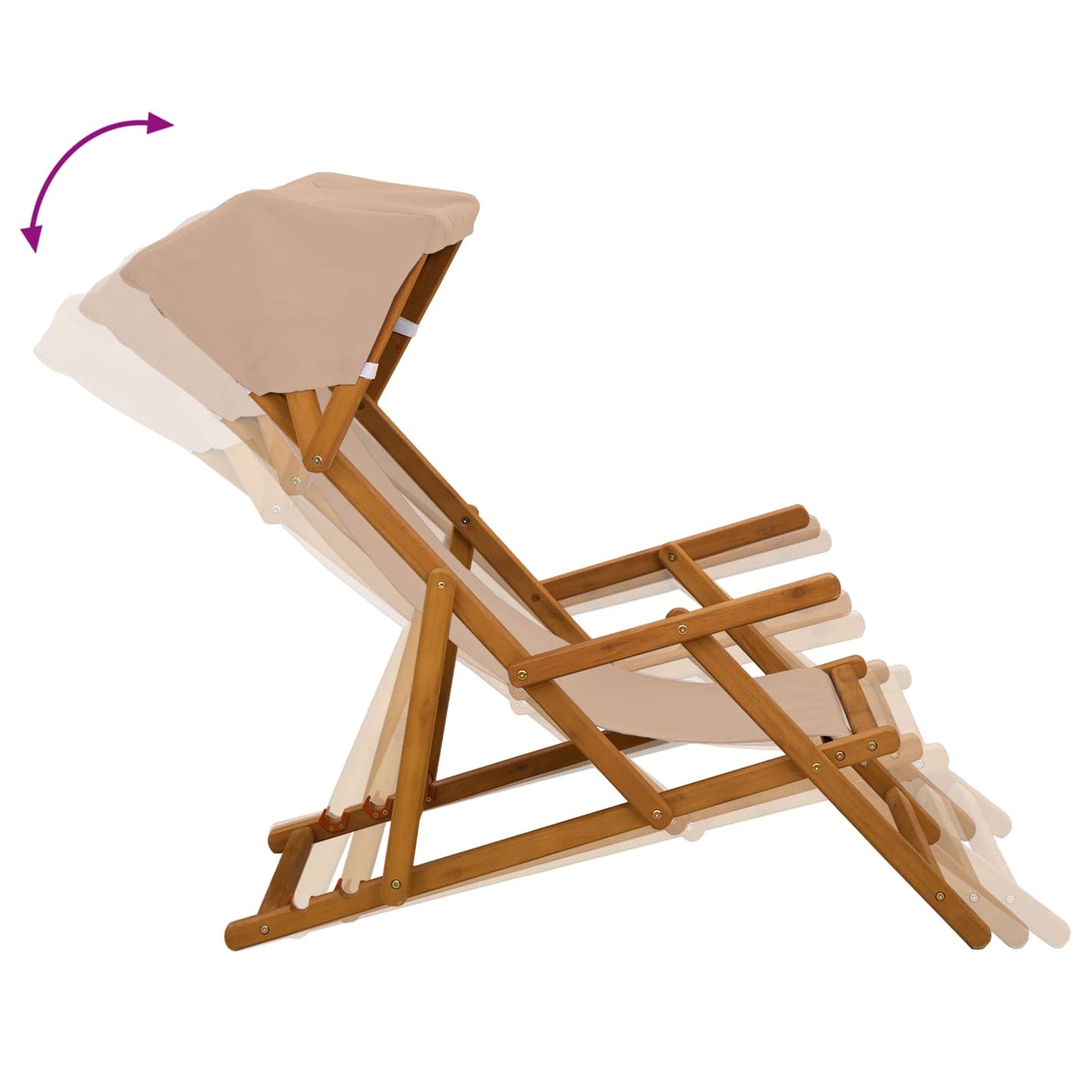 vidaXL Deck Chair 3 Position Solid Eucalyptus Wood Taupe 6