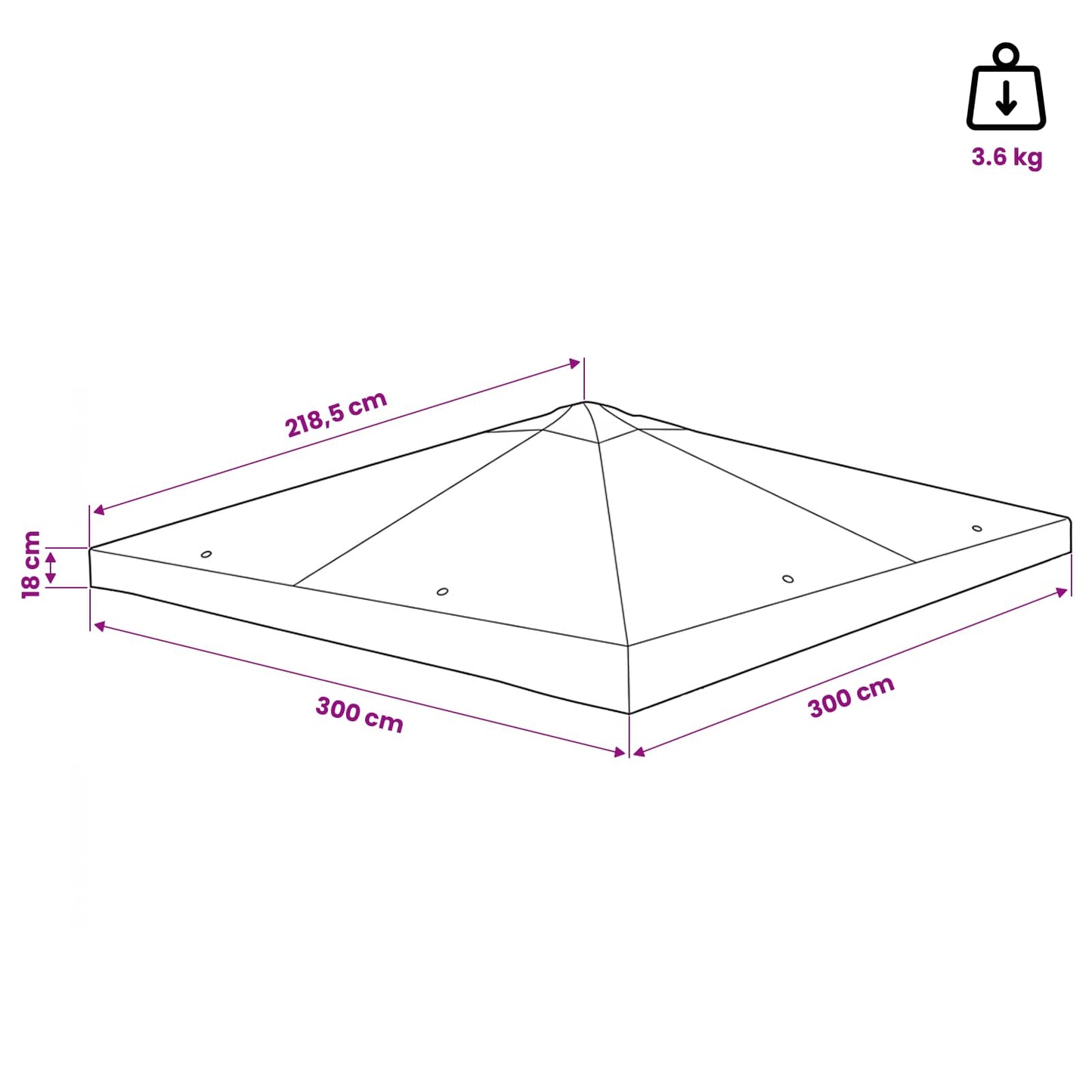 vidaXL Gazebo Cover 300 x 300 cm Taupe Polyester and Steel 6