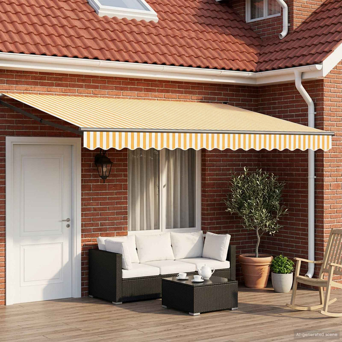 Manual Awning Solar LED Anthracite Yellow white