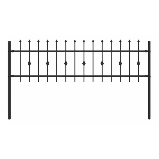 Spike Fence ASTEN Powder-Coated Steel Black 200 x 60 cm Spear top