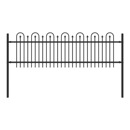Spike Arch Fence DRONTEN Powder-Coated Steel Black 200 x 60 cm
