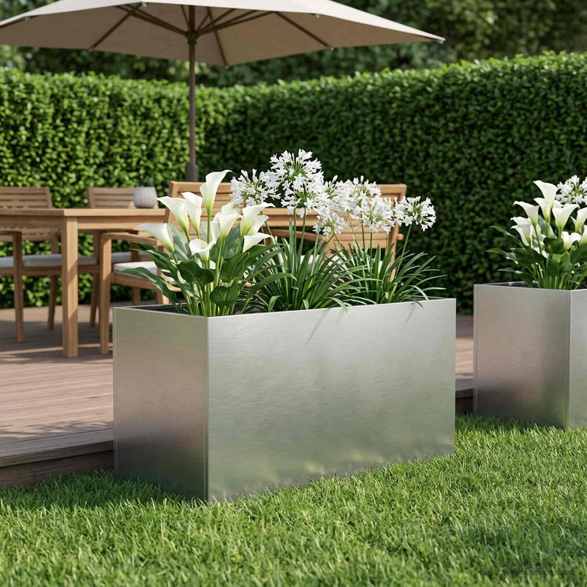 vidaXL Garden Planter Silver Stainless Steel Height 50 cm